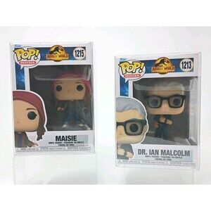2 Funko Pop JURASSIC PARK Dr. Ian Malcolm & Maise NEW W/ Protective Case